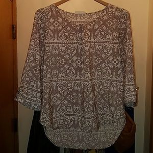 Taupe Patterned Blouse